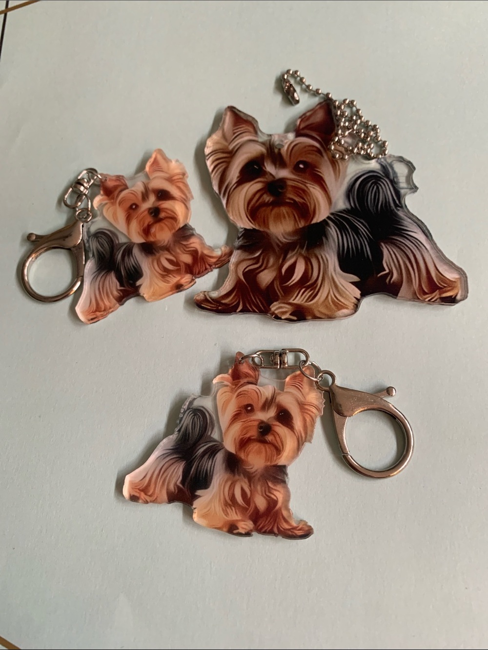 Yorkshire Terrier Dog Acrylic Charms - Brown & Black